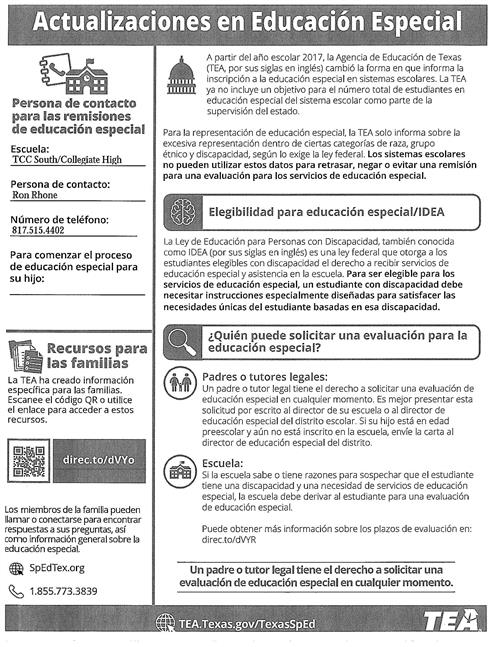 TEA Updates in Special Education-Spanish
